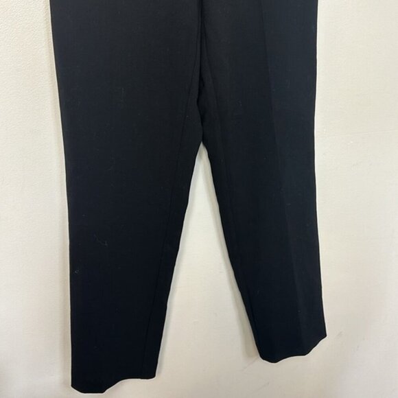 Simons High Rise Elastic Waist Cropped Straight Leg Flat Front Black Trousers - Picture 3 of 5